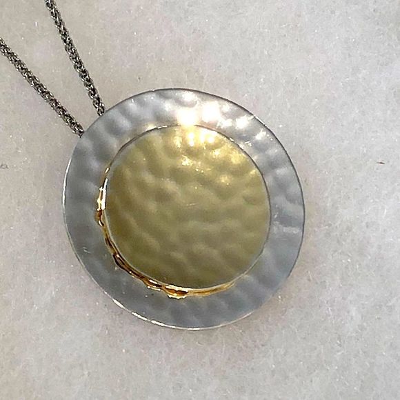 SILPADA Two Tone Hammered Necklace S1375 - Picture 6 of 6